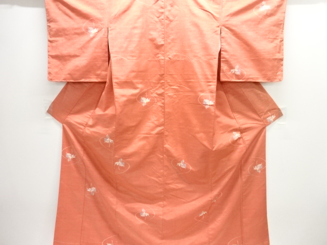 JAPANESE KIMONO / TSUMUGI / UNUSED / WOVEN FLOWER